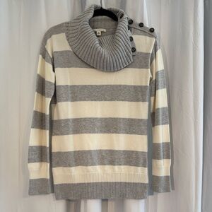 Banana Republic Striped Cotton Turtleneck Sweater Preppy Coastal Size Medium